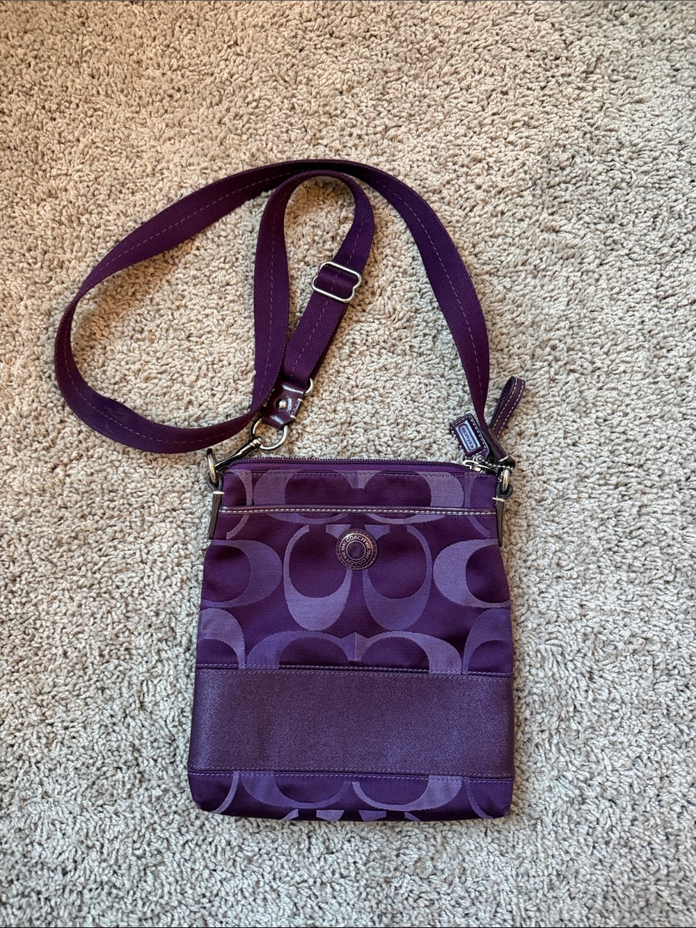 Coach Deep Purple Signature Crossbody Bag